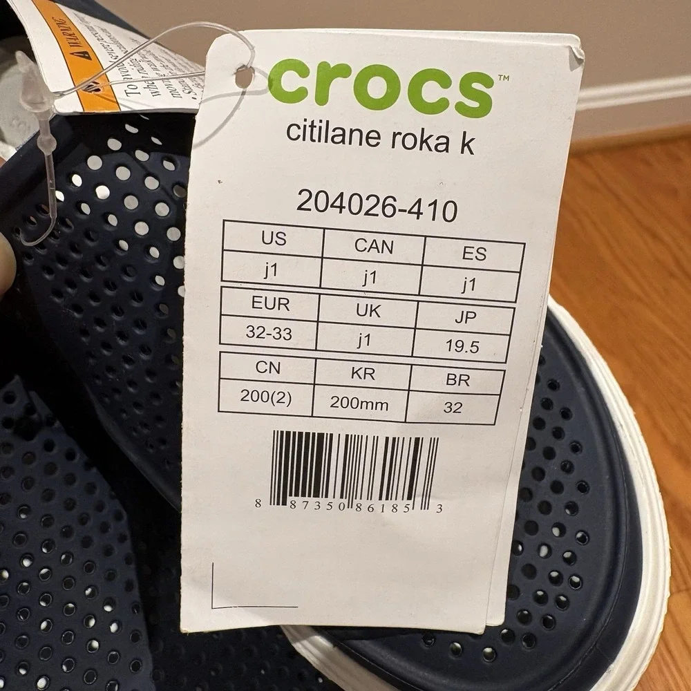 NWT Crocs Kids Youth CitiLane Roka Slip-On Sz 1 Comfort Shoe Waterproof Blue